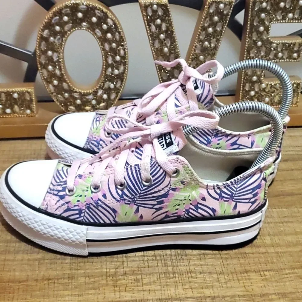 Converse Kids Chuck Taylor All Star Eva Lift Canvas Platform Pink/Green Sz 2